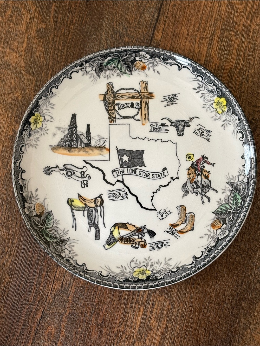 Texas Themed Decorative Plate with Lone Star Design